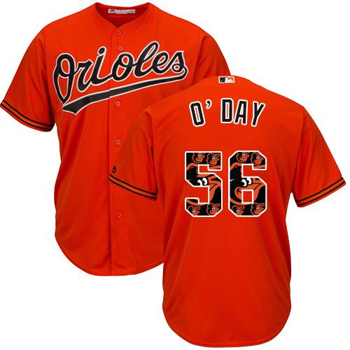 Orioles #56 Darren O'Day Orange Team Logo Fashion Stitched MLB Jersey
